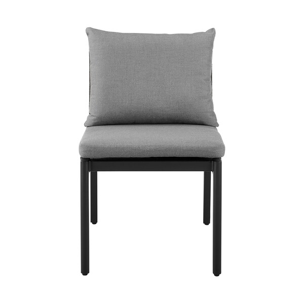Armen Living Grand Outdoor Patio Dining Chairs in Aluminum with Gray Cushions - Set of 2 - 840254332720