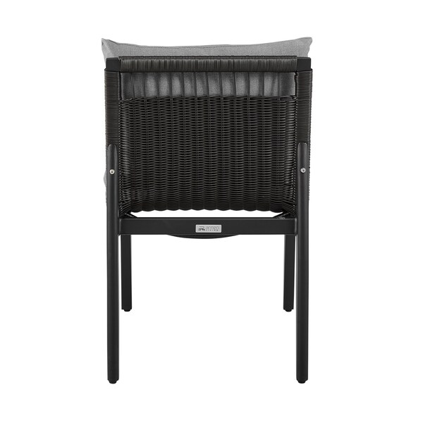 Armen Living Grand Outdoor Patio Dining Chairs in Aluminum with Gray Cushions - Set of 2 - 840254332720