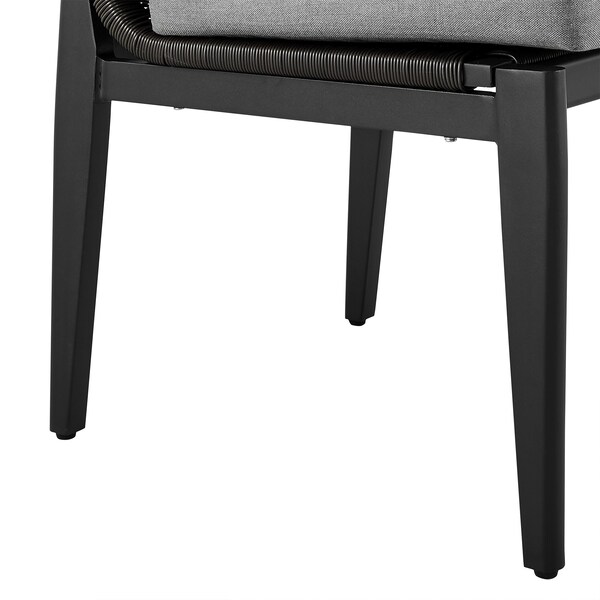 Armen Living Grand Outdoor Patio Dining Chairs in Aluminum with Gray Cushions - Set of 2 - 840254332720