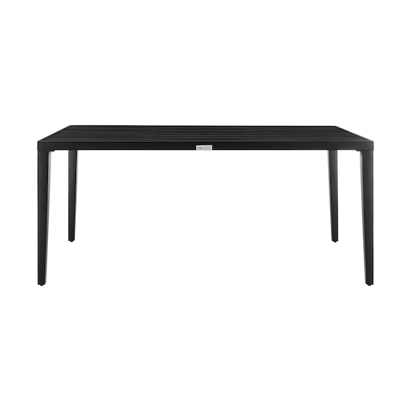Armen Living Aileen Outdoor Patio 7-Piece Dining Table Set in Aluminum and Wicker with Gray Cushions - 840254333222