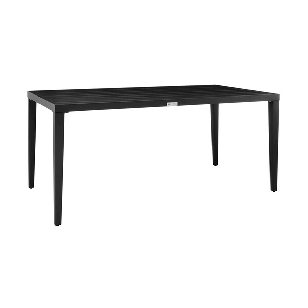 Armen Living Aileen Outdoor Patio 7-Piece Dining Table Set in Aluminum and Wicker with Gray Cushions - 840254333222