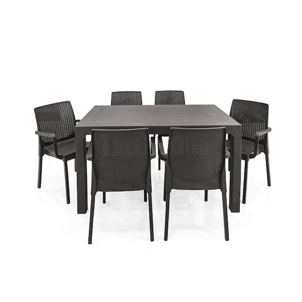 Rainbow Outdoor Napoli 7-Piece Dining Set-Anthracite - RBO-NAPOLI-ANT-7DA