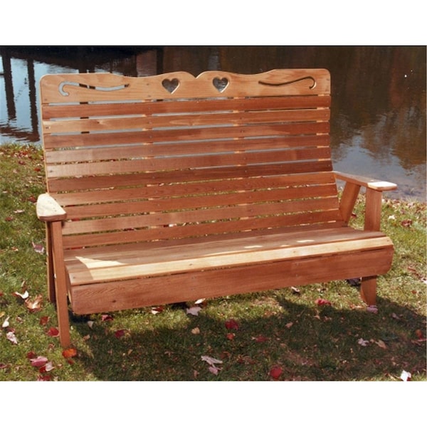 Creekvine Design 4 ft. Cedar Country Hearts Garden Bench - WF1105CVD