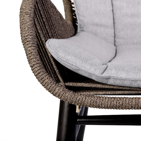 Armen Living Fanny Outdoor Patio Dining Chair in Dark Eucalyptus Wood and Truffle Rope - 840254335936