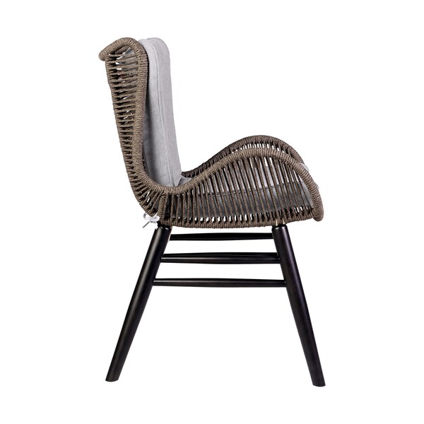 Armen Living Fanny Outdoor Patio Dining Chair in Dark Eucalyptus Wood and Truffle Rope - 840254335936