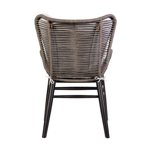 Armen Living Fanny Outdoor Patio Dining Chair in Dark Eucalyptus Wood and Truffle Rope - 840254335936