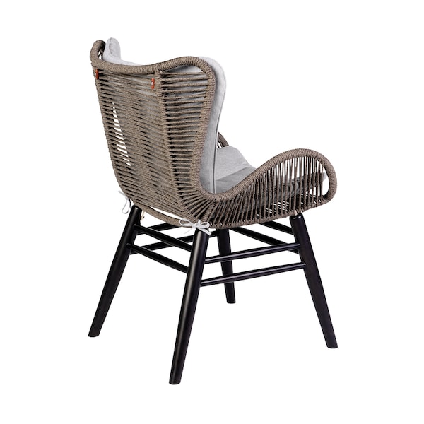 Armen Living Fanny Outdoor Patio Dining Chair in Dark Eucalyptus Wood and Truffle Rope - 840254335936