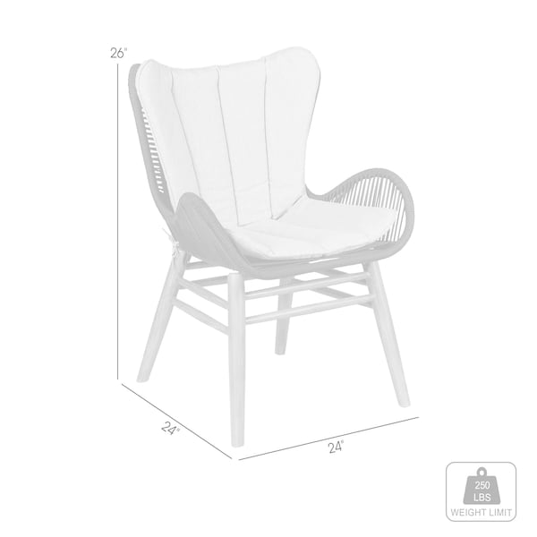Armen Living Fanny Outdoor Patio Dining Chair in Dark Eucalyptus Wood and Truffle Rope - 840254335936