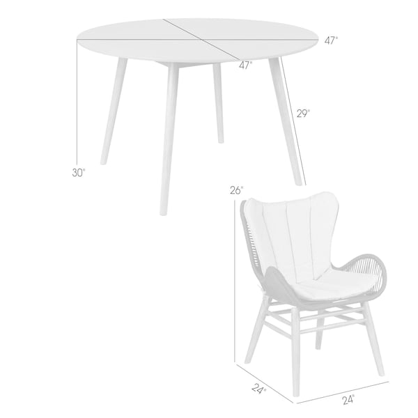 Armen Living Sydney and Fanny 5 Piece Outdoor Patio Dining Set in Dark Eucalyptus Wood - 840254335950