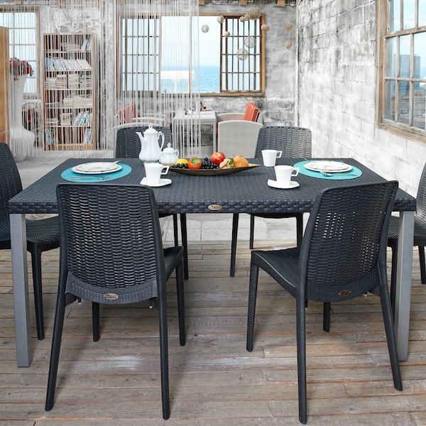 Lagoon Oslo Family Style Rattan Dining Table with Aluminum Legs - 7021K3-D2LGS