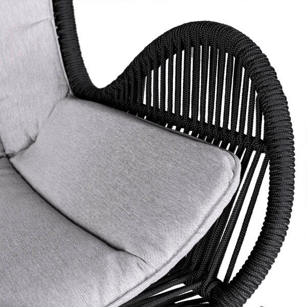 Armen Living Fanny Outdoor Patio Rocking chair in Light Eucalyptus Wood and Charcoal Rope - 840254332263