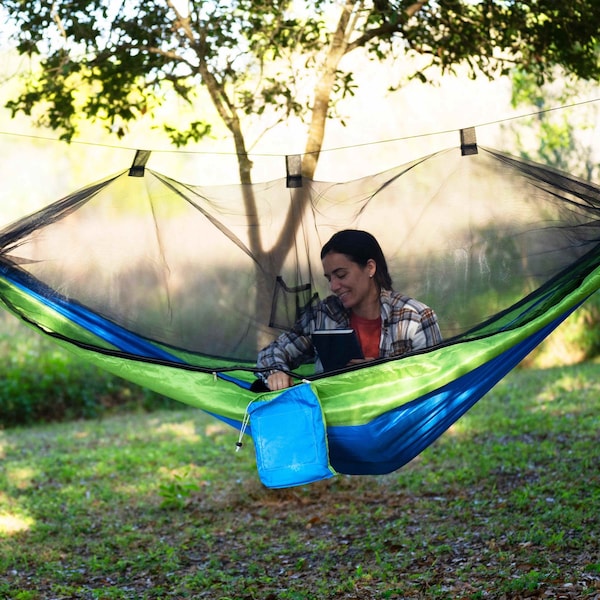 Snow Joe Bliss Hammocks Hammock in a Bag w Mosquito Net  Adjustable Tree Straps - BH-406XLS-N-MM