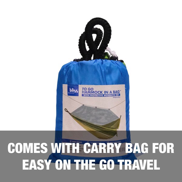 Snow Joe Bliss Hammocks Hammock in a Bag w Mosquito Net  Adjustable Tree Straps - BH-406XLS-N-MM