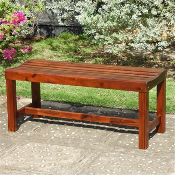 International Caravan 55 in. Highland Acacia Americana Backless Bench with Contoured Seat, Stain - VF-4510-ST