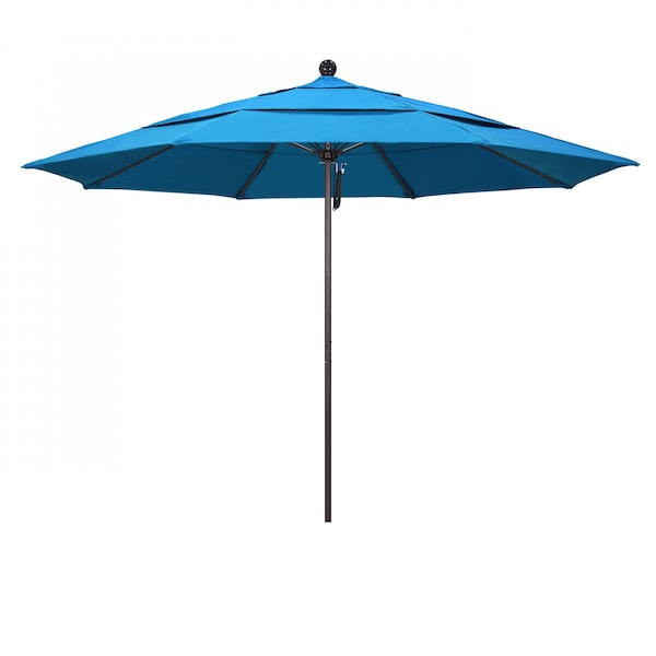California Umbrella Patio Umbrella, Octagon, 107" H, Sunbrella Fabric, Canvas Cyan - 194061001257