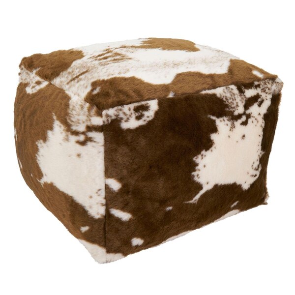 Doba-Bnt SARO  Brown Faux Fur Cow Hide Pouf  20 x 20 x 14 in. - SA2658260
