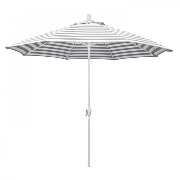 California Umbrella Patio Umbrella, Octagon, 101" H, Olefin Fabric, Gray White Cabana Stripe - 194061034378