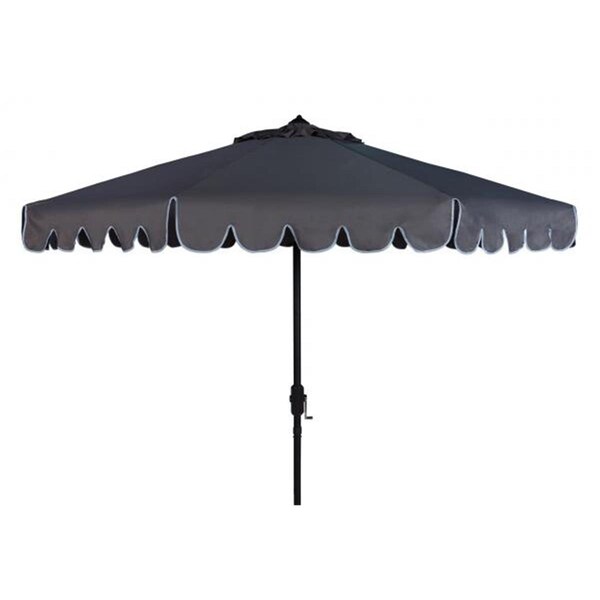 Safavieh 9 ft. Venice Single Scallop Crank Outdoor Push Button Tilt Umbrella; Grey & White - PAT8010B