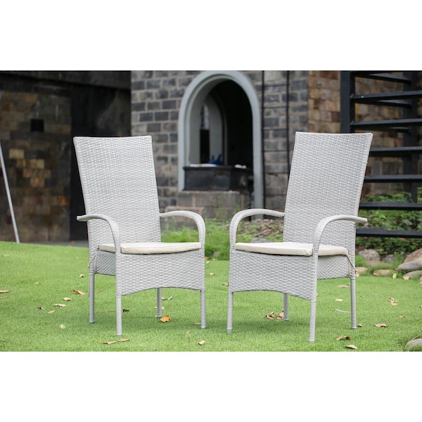 Invernadero Oslo Patio Chair with Cushion, Natural Linen Wicker & Beige Cushion - IN2576353