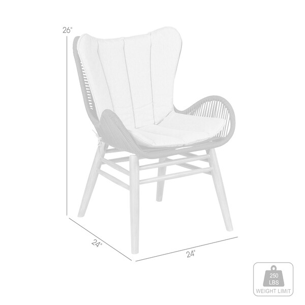 Armen Living Fanny Outdoor Patio Dining Chair in Light Eucalyptus Wood and Charcoal Rope - 840254335967