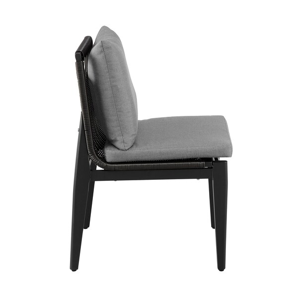 Armen Living Cayman Outdoor Patio Dining Chairs in Aluminum with Gray Cushions - Set of 2 - LCCCSIBL