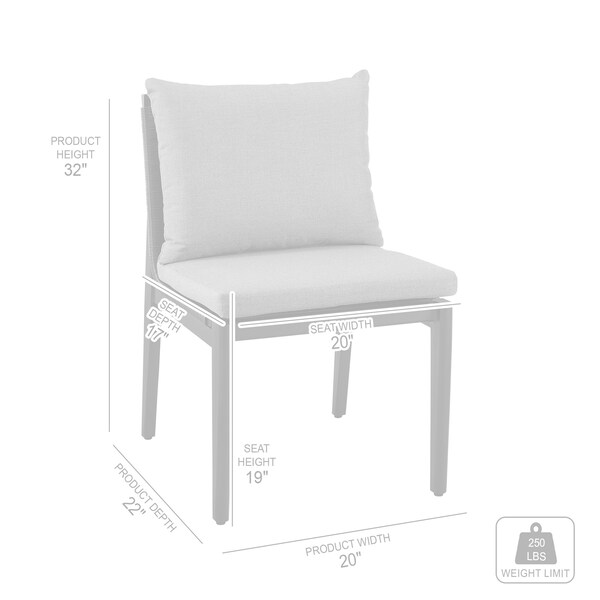 Armen Living Cayman Outdoor Patio Dining Chairs in Aluminum with Gray Cushions - Set of 2 - LCCCSIBL