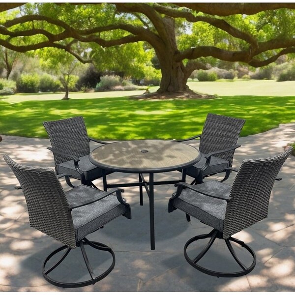 Seasonal Trends Willow Creek Swivel Dining Set, 5-Piece, 250 lb Seating, Round Table, Steel Tabletop - SH23S0890S