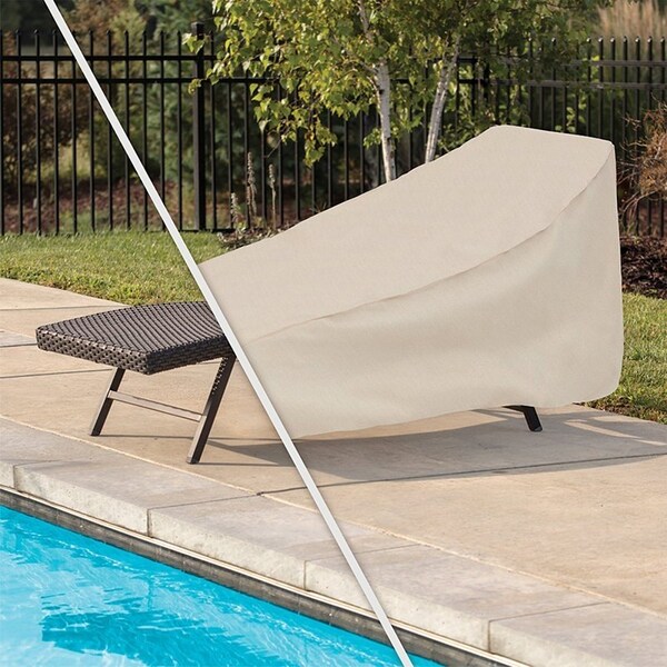 Mr. Bar-B-Q Chaise Lounger Cover, 28 in L, 30 in W, 76 in H, Elastic, Taupe - 07835BBGD