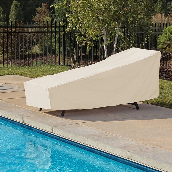 Mr. Bar-B-Q Chaise Lounger Cover, 28 in L, 30 in W, 76 in H, Elastic, Taupe - 07835BBGD