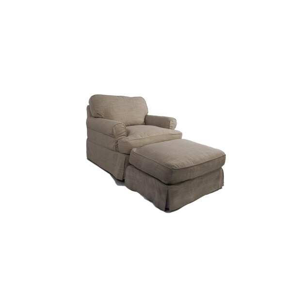 Next2Nature 18 x 33 x 25 in. Horizon Slipcovered Chair &  Ottoman in Linen - NE1209174
