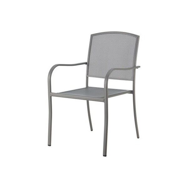 Gec Interion Outdoor Caf Stacking Armchair, Steel Mesh, Gray, 4 Pack - 262084GY