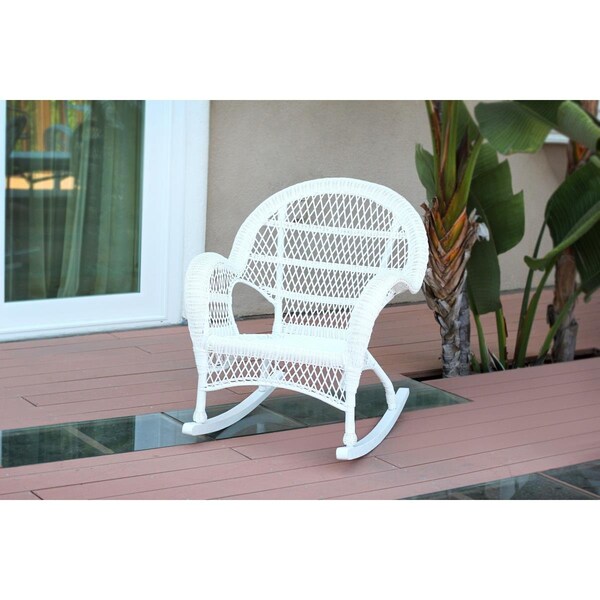 Jeco W00209-R-4 White Wicker Rocker Chair, 4PK - W00209-R_4