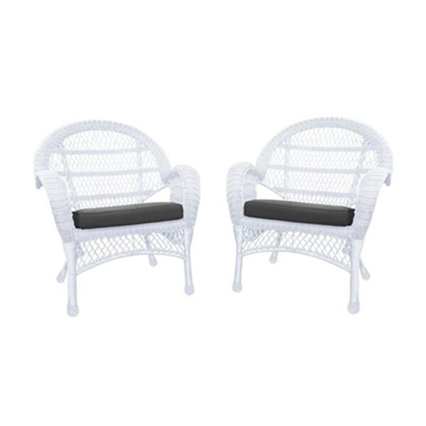 Jeco W00209-C-4-FS017-CS White Wicker Chair with Black Cushion, 4PK - W00209-C_4-FS017-CS