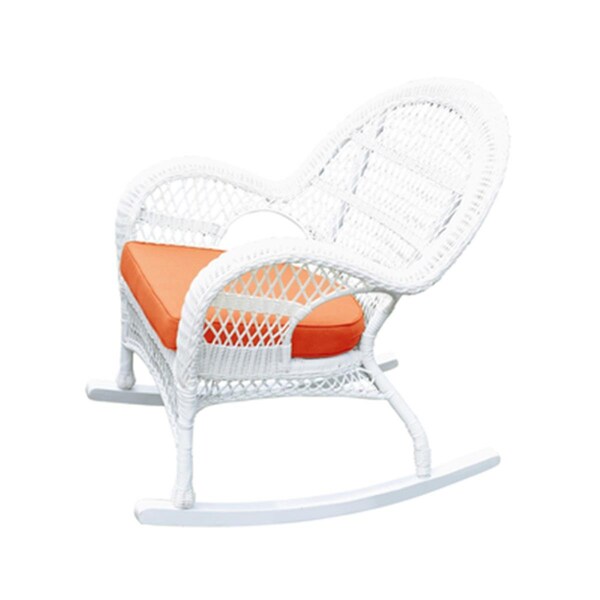 Propation W00209-R-4-FS016-CS White Wicker Rocker Chair with Orange Cushion - PR1363948