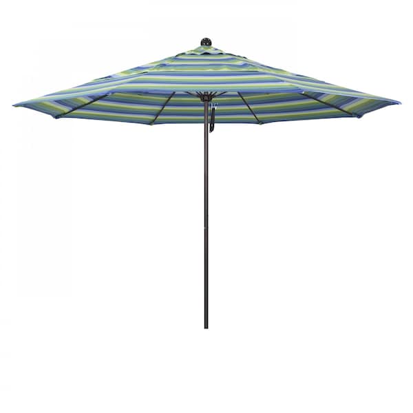 California Umbrella Patio Umbrella, Octagon, 107" H, Sunbrella Fabric, Seville Seaside - 194061001226