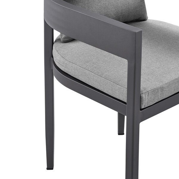 Armen Living Argiope Outdoor Patio Dining Chairs in Aluminum with Gray Cushions - Set of 2 - 840254332997