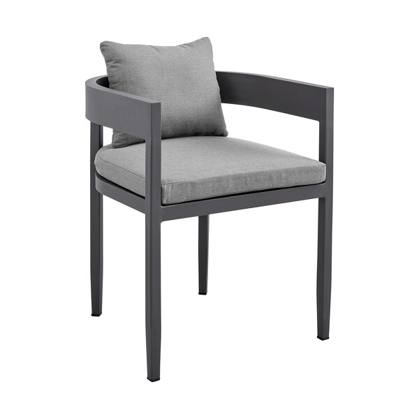 Armen Living Argiope Outdoor Patio Dining Chairs in Aluminum with Gray Cushions - Set of 2 - 840254332997