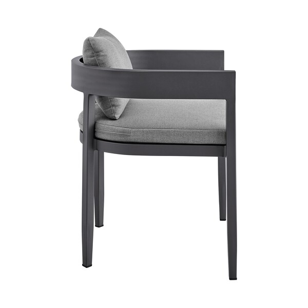 Armen Living Argiope Outdoor Patio Dining Chairs in Aluminum with Gray Cushions - Set of 2 - 840254332997