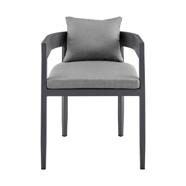 Armen Living Argiope Outdoor Patio Dining Chairs in Aluminum with Gray Cushions - Set of 2 - 840254332997