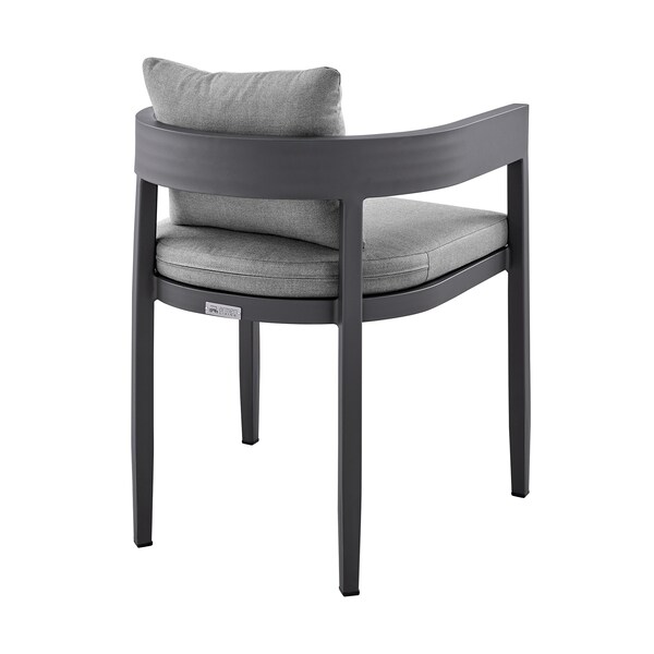 Armen Living Argiope Outdoor Patio Dining Chairs in Aluminum with Gray Cushions - Set of 2 - 840254332997