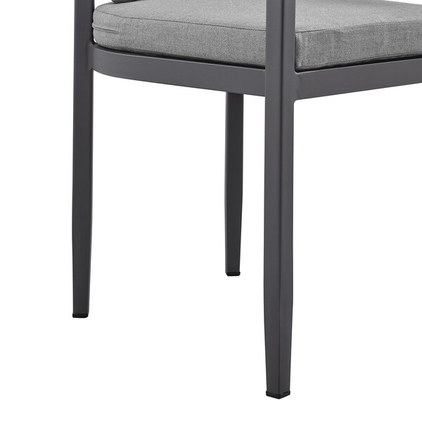 Armen Living Argiope Outdoor Patio Dining Chairs in Aluminum with Gray Cushions - Set of 2 - 840254332997