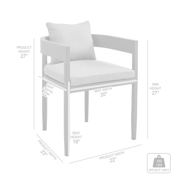 Armen Living Argiope Outdoor Patio Dining Chairs in Aluminum with Gray Cushions - Set of 2 - 840254332997