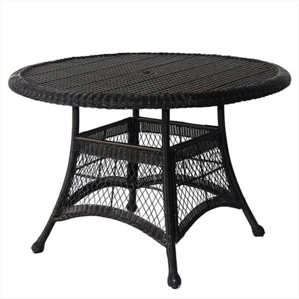 Jeco Jeco W00207D-D Black Wicker 44 In. Round Dining Table - W00207D-D