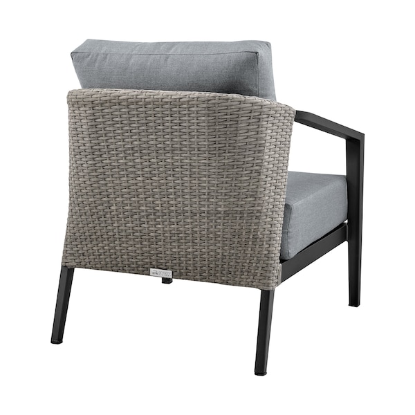 Armen Living Aileen Outdoor Patio 4-Piece Lounge Set in Aluminum and Wicker with Gray Cushions - 840254333239