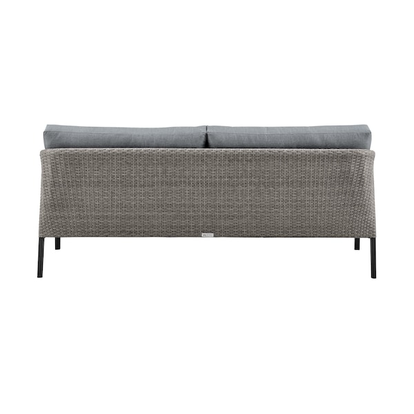 Armen Living Aileen Outdoor Patio 4-Piece Lounge Set in Aluminum and Wicker with Gray Cushions - 840254333239