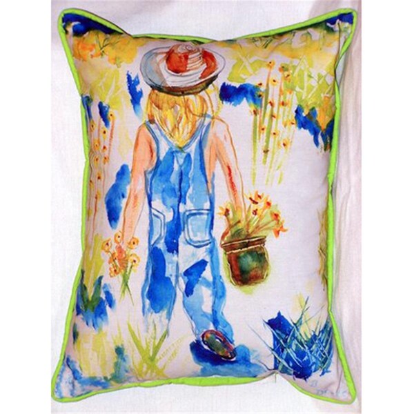 Betsy Drake Garden Girl Large Indoor-Outdoor Pillow 16 in. x 20 in. - HJ079