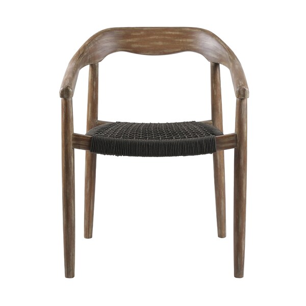 Armen Living Santo Indoor Outdoor Stackable Dining Chair in Eucalyptus Wood with Charcoal Rope - Set of 2 - LCSASICHR