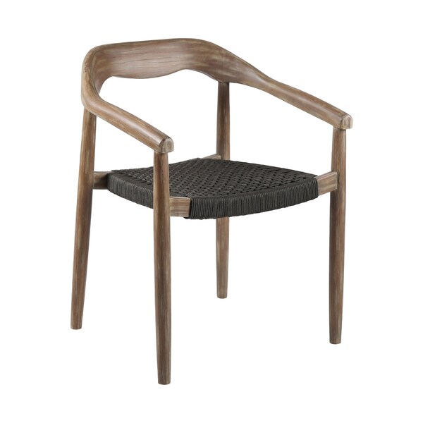 Armen Living Santo Indoor Outdoor Stackable Dining Chair in Eucalyptus Wood with Charcoal Rope - Set of 2 - LCSASICHR