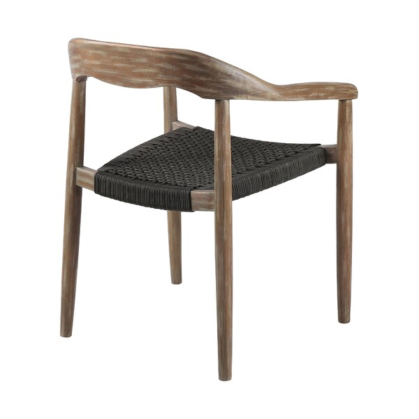 Armen Living Santo Indoor Outdoor Stackable Dining Chair in Eucalyptus Wood with Charcoal Rope - Set of 2 - LCSASICHR