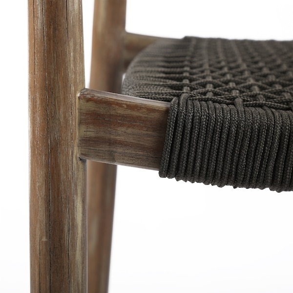 Armen Living Santo Indoor Outdoor Stackable Dining Chair in Eucalyptus Wood with Charcoal Rope - Set of 2 - LCSASICHR